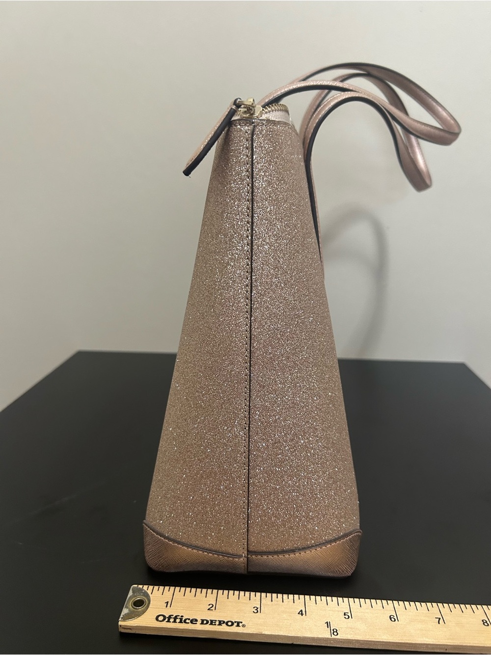 kate spade Rose Gold Glitter Tote with Double Shoulder Straps - Picture 6 of 10
